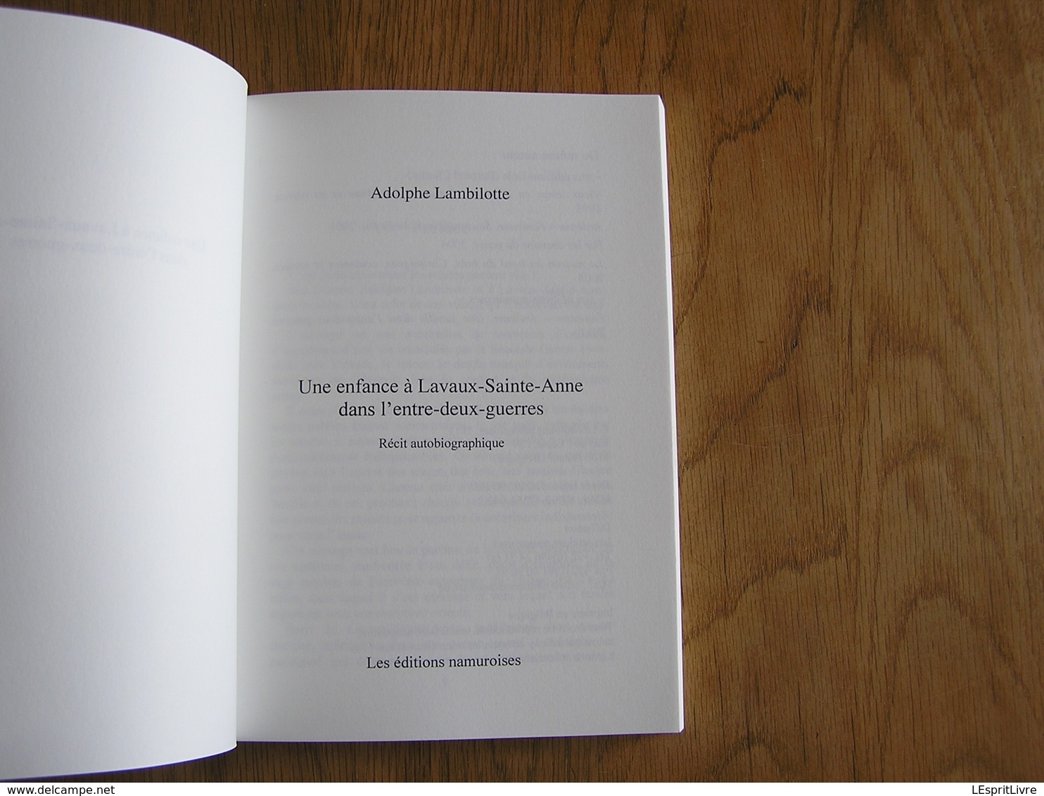 UNE ENFANCE à LAVAUX SAINTE ANNE DANS L'ENTRE DEUX GUERRES Lambilotte Régionalisme Récit Wellin Focant Métiers Ruralité - Belgique
