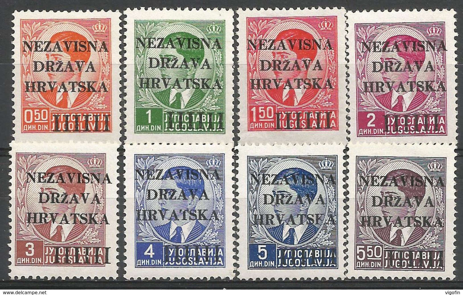 HR 1941-01-08 DEFINITIVE SET, CROATIA HRVATSKA, 1 X 1v, MNH - Kroatien