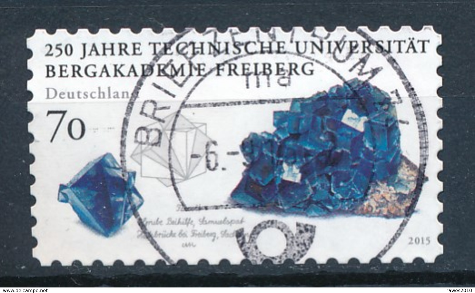 BRD 2015 Mi. 3198 Gest. Technische Universität Bergakademie Freiberg Bergkristall Rundstempel - Mineralien