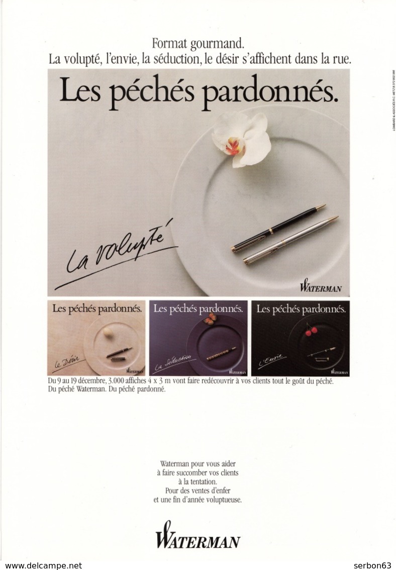 WATERMAN 1987 UNE PUBLICITÉ UNE CAMPAGNE D'ENFER DE 4 PAGES SUR PAPIER FORT GLACÉ LIBRAIRIE PAPETERIE - SITE Serbon63 - Stylos