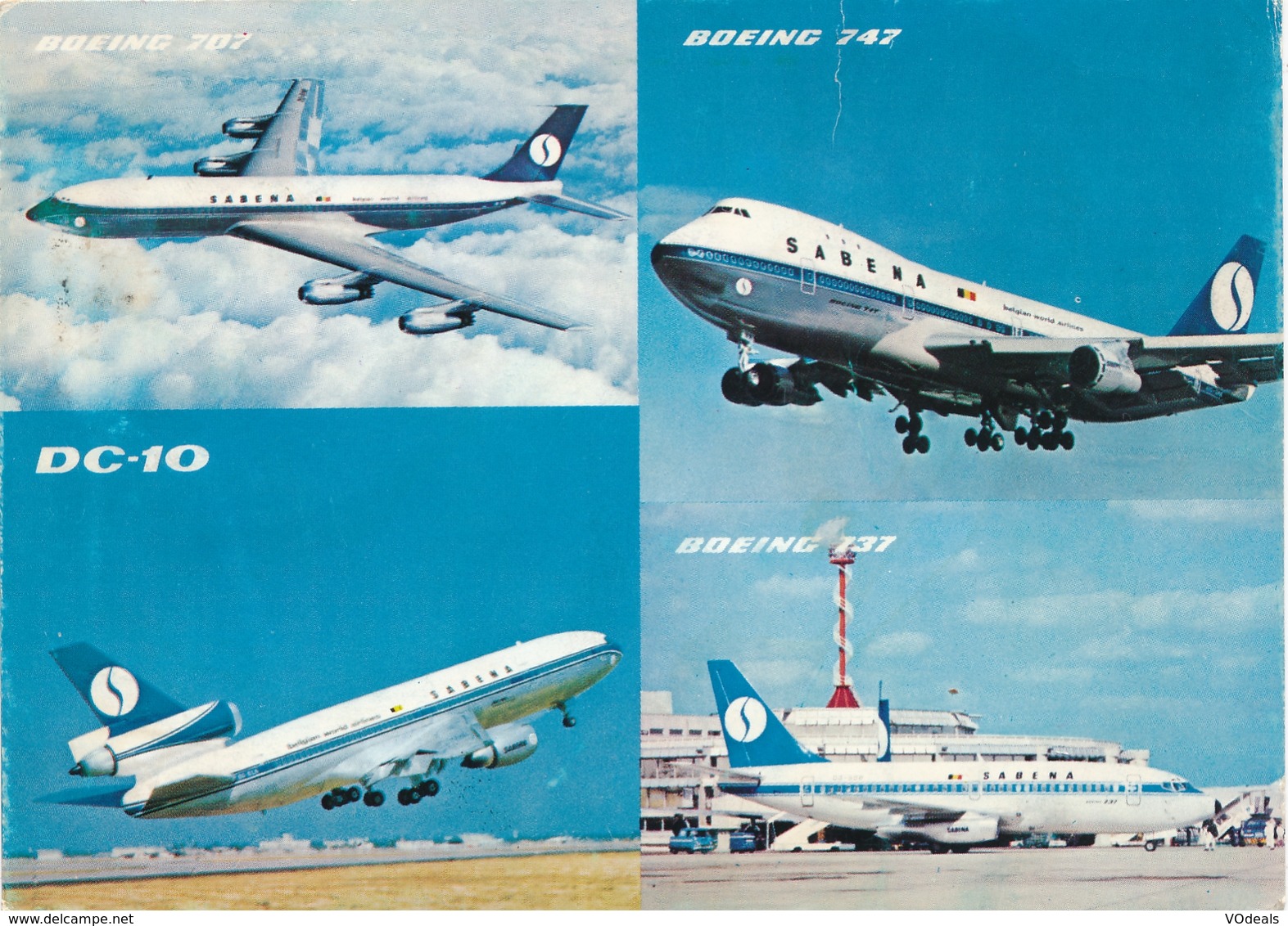 CP - Avion - Vliegtuig - Sabena - Boeing 707 - Boeing 747 - DC-10 - Boeing 737 - Autres & Non Classés