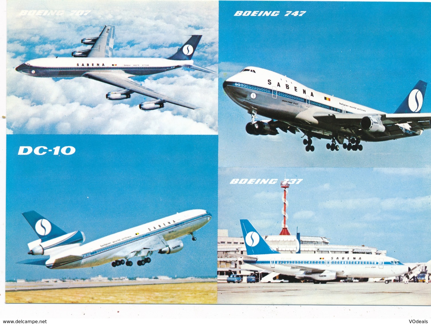 CP - Avion - Vliegtuig - Sabena - Boeing 707 - Boeing 747 - DC-10 - Boeing 737 - Autres & Non Classés