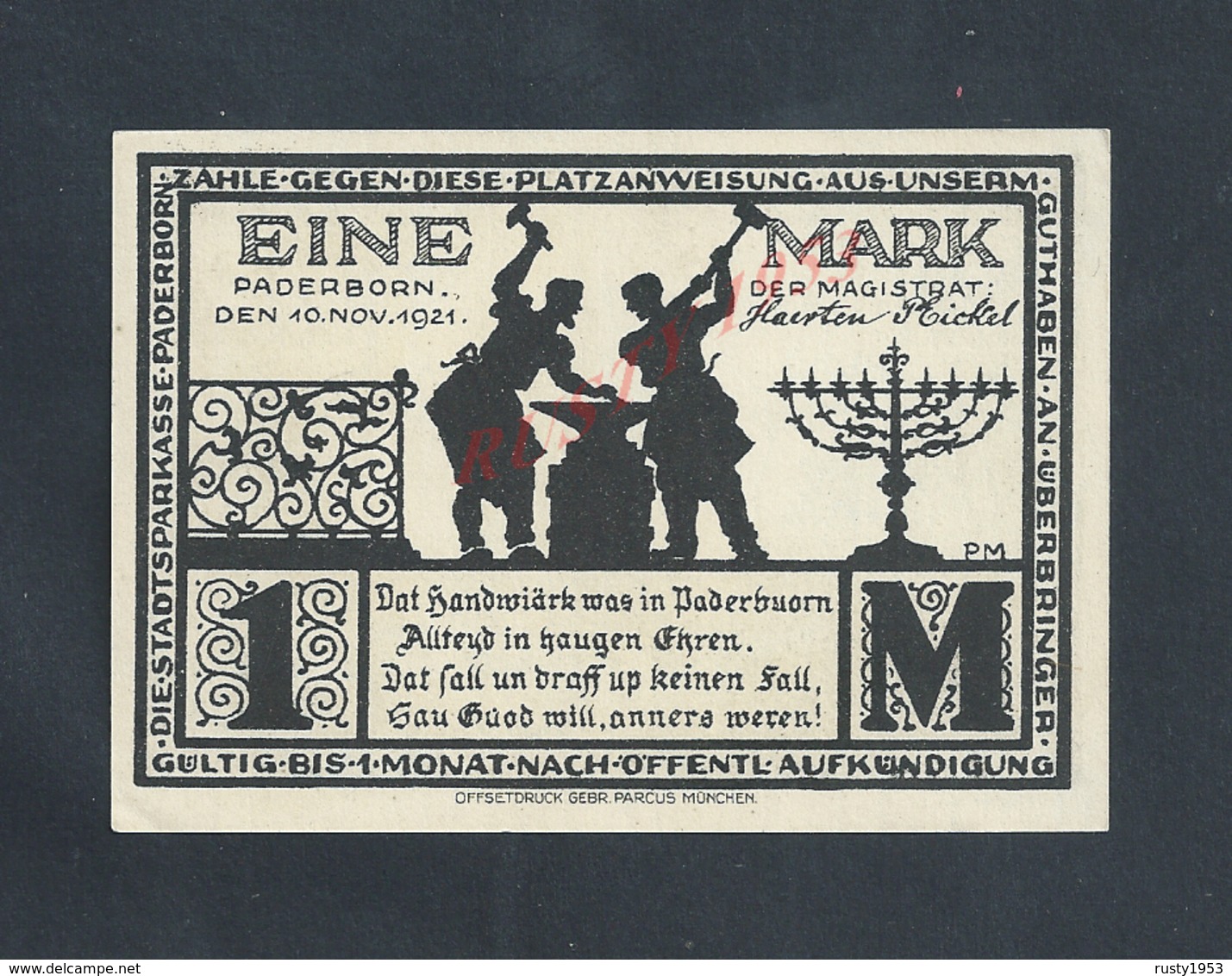 ALLEMAGNE BILLET DE BANQUE DE 1921 : - Bank En Verzekering