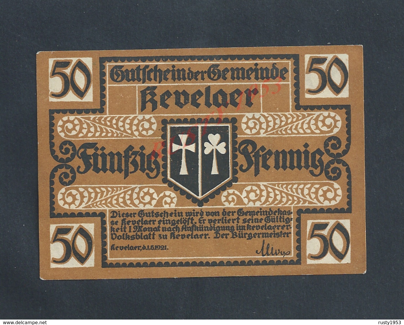 ALLEMAGNE BILLET DE BANQUE DE 1921 : - Banque & Assurance