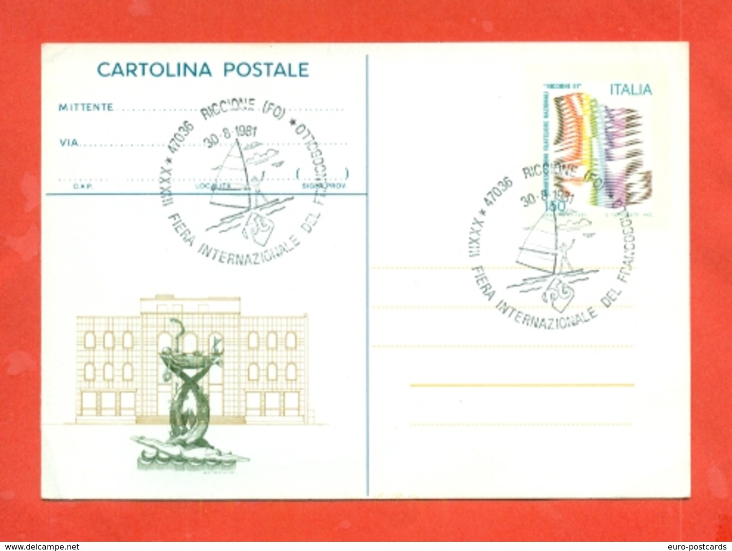 INTERI POSTALI-C186 -  - ANNULLO RICCIONE 30/11/1981 - Interi Postali