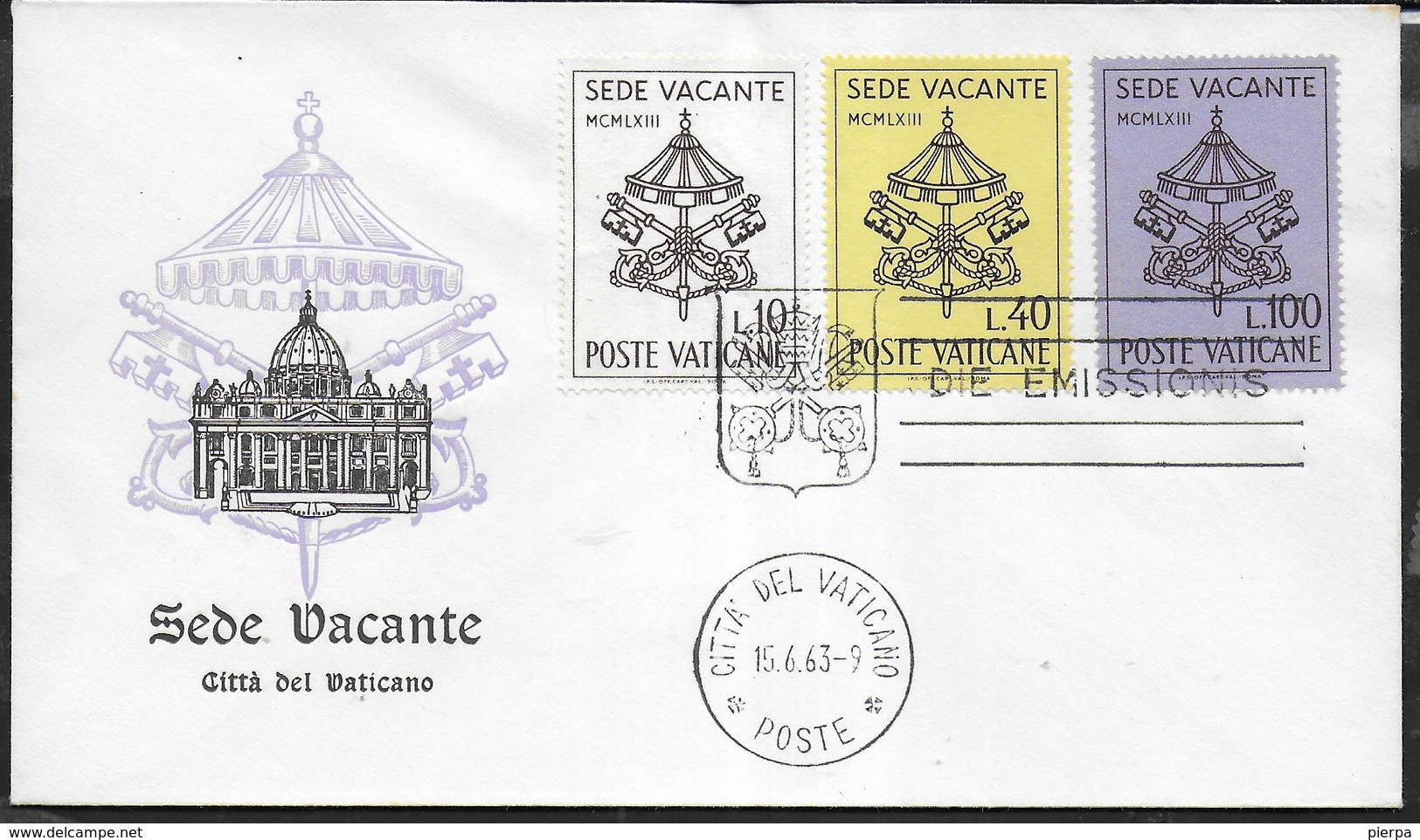 VATICANO - 1963 - SEDE VACANTE - 15.06.1963 - SU BUSTA F.D.C. - NON VIAGGIATA - FDC