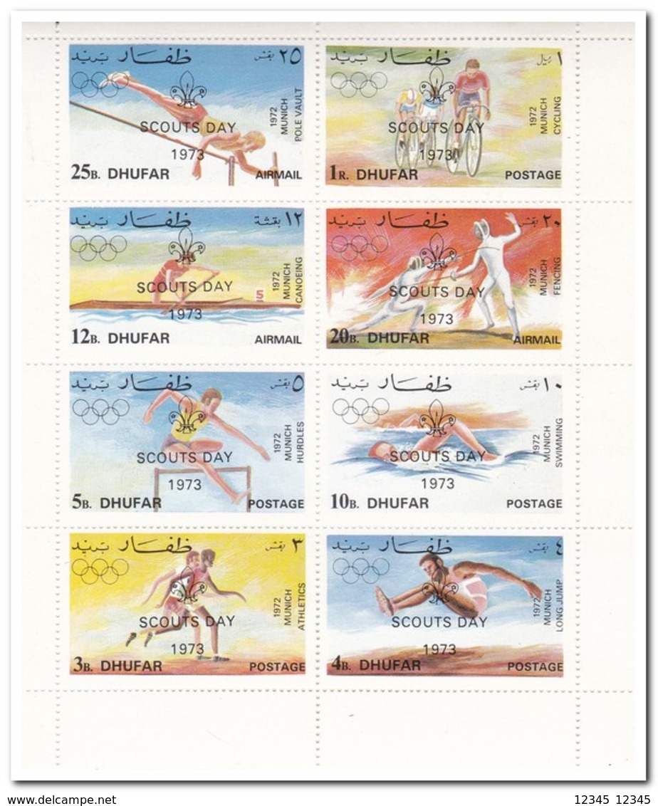 Dhufar 1973, Postfris MNH, Olympic Games, Overprint Scouts Day - Oman