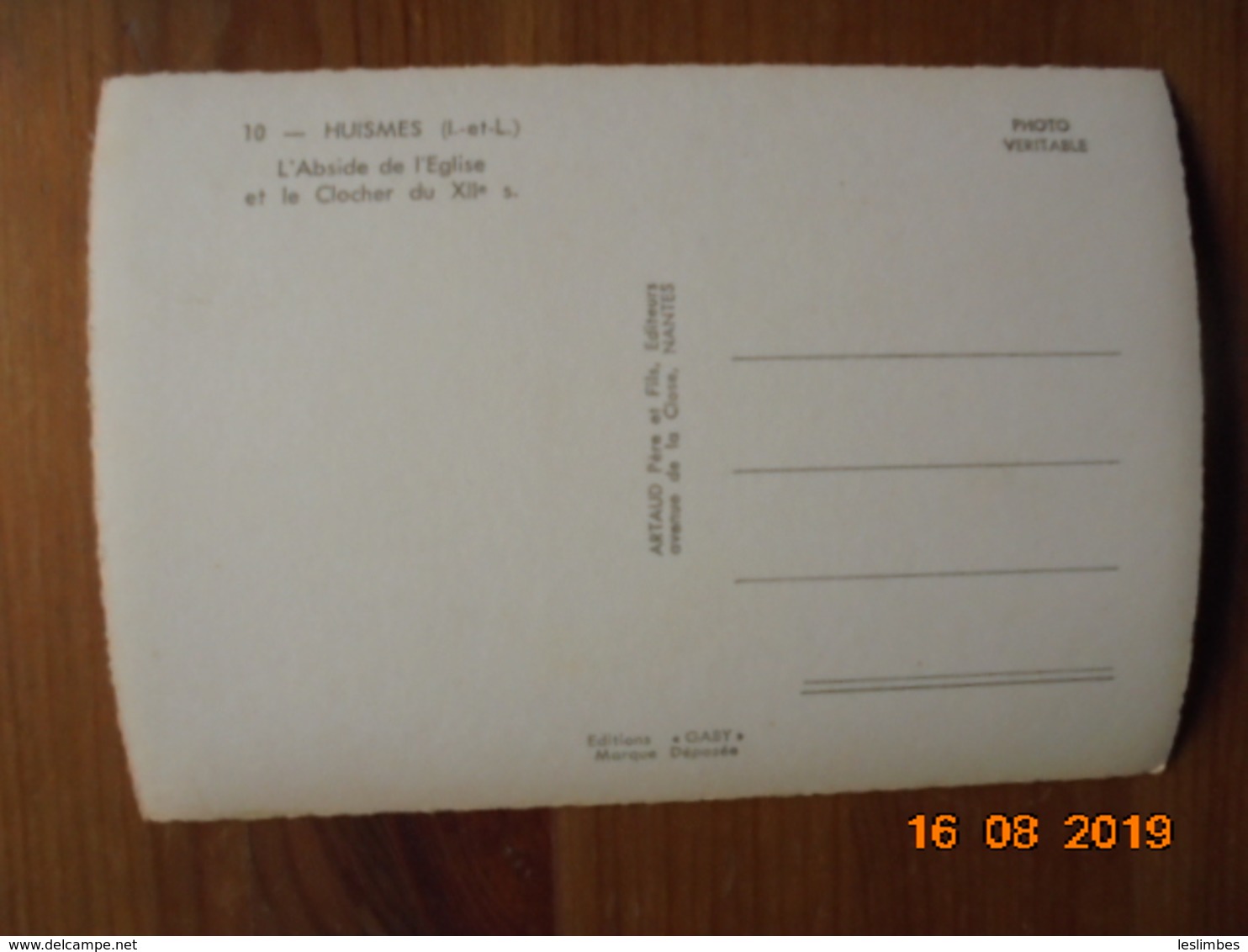 Huismes. L'Abside De L'Eglise Et Le Clocher Du XIIe S. Editeur: Artaud Père Et Fils - Gaby Numéro: 10 - 15cmx10.5cm - Autres & Non Classés