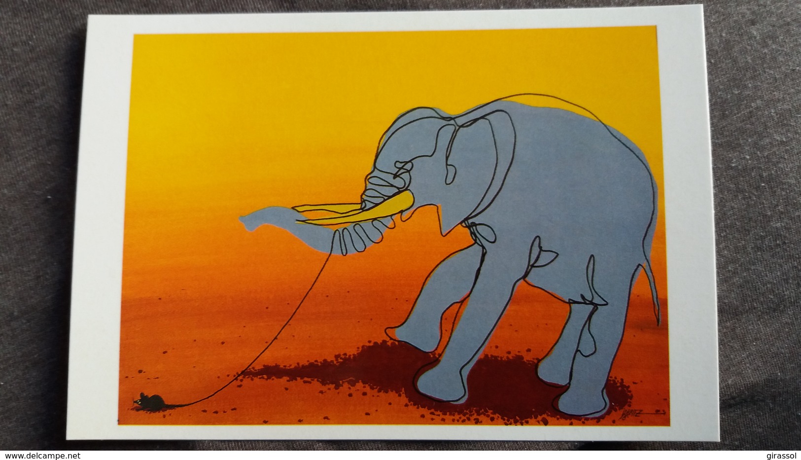 ELEPHANT CARTE SERIE TROMPE L OEIL ILLUSTRATEUR DOBRITZ SOURICEAU ELEPHANT SOT HUMOUR - Éléphants