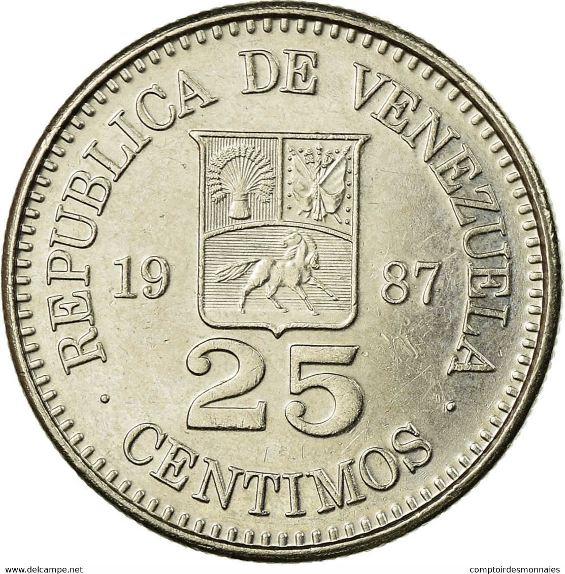 Monnaie, Venezuela, 25 Centimos, 1987, Werdohl, TTB, Nickel, KM:50.2 - Venezuela