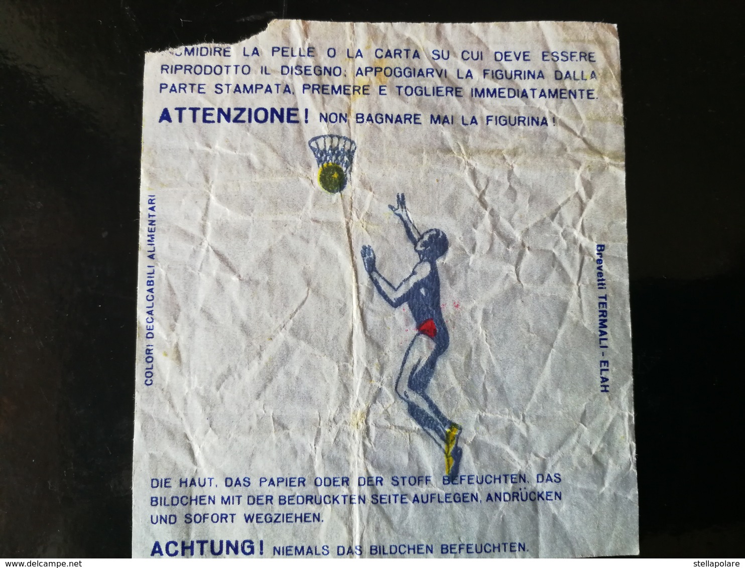 BASKETBALL WAX WRAPPER BUBBLE GUM ELAH TATTO 1970 - Other & Unclassified