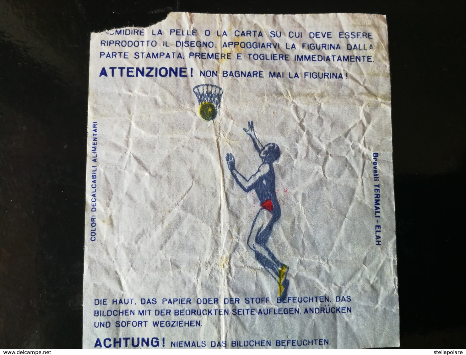 BASKETBALL WAX WRAPPER BUBBLE GUM ELAH TATTO 1970 - Sonstige & Ohne Zuordnung