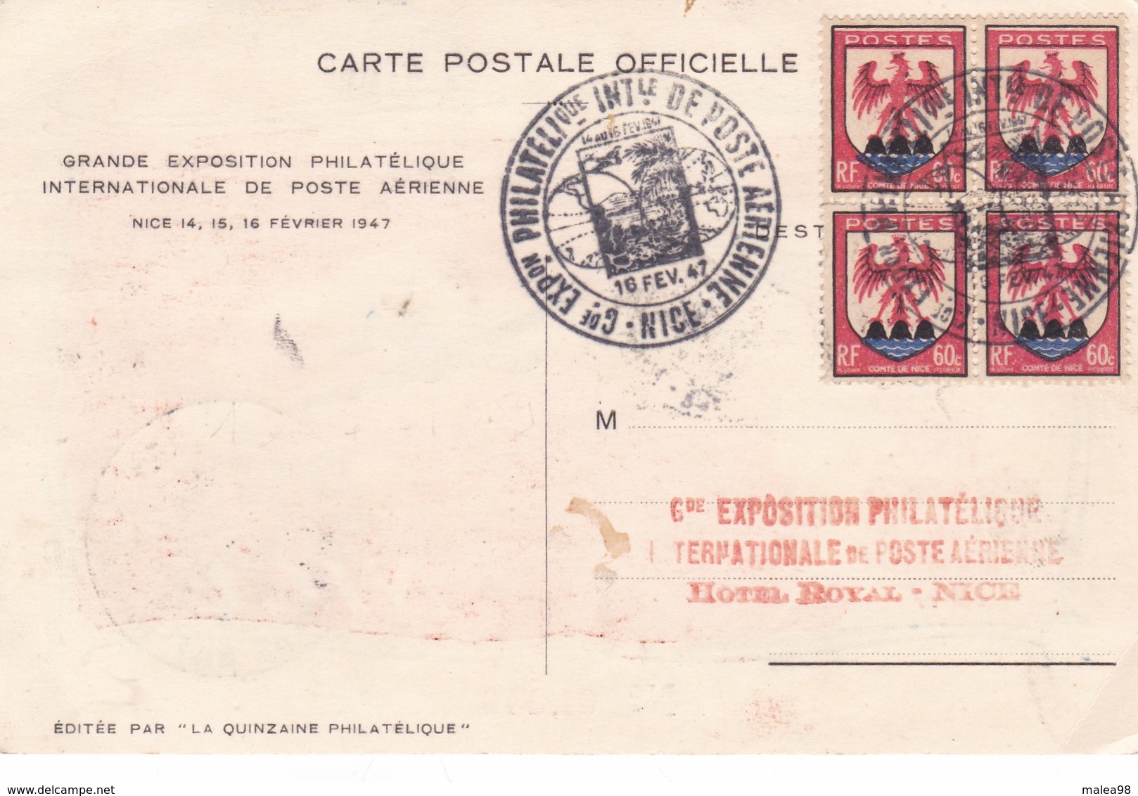 GRANDE EXPOSITION  PHILATELIQUE  INTERNATIONALE DE POSTE AERIENNE ,,,,NICE,,,,ENTIER POSTAL   19477,,,, - Sonstige & Ohne Zuordnung