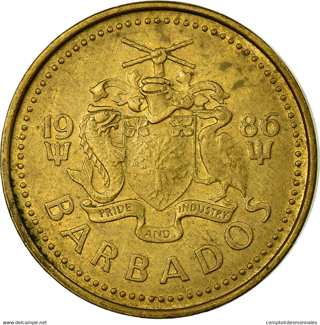 Monnaie, Barbados, 5 Cents, 1986, Franklin Mint, TTB, Laiton, KM:11 - Barbados