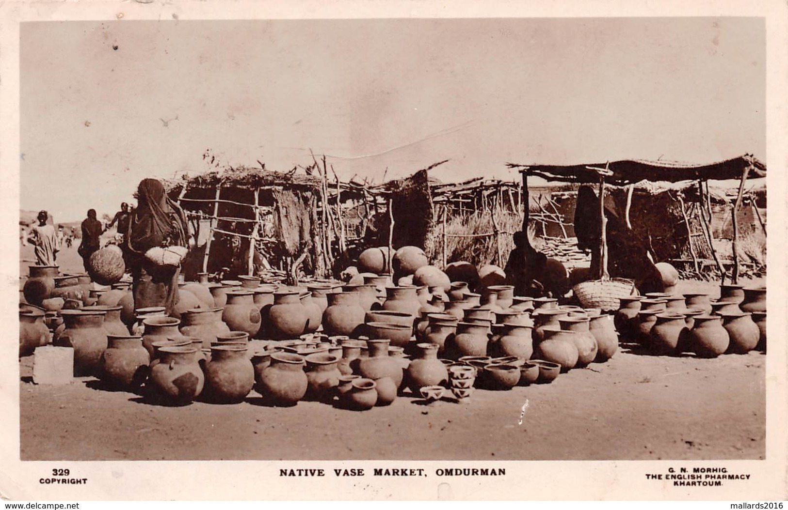 OMDURMAN, SUDAN - NATIVE VASE MARKET - DATED 1928~ AN OLD RP POSTCARD #94802 - Sudan