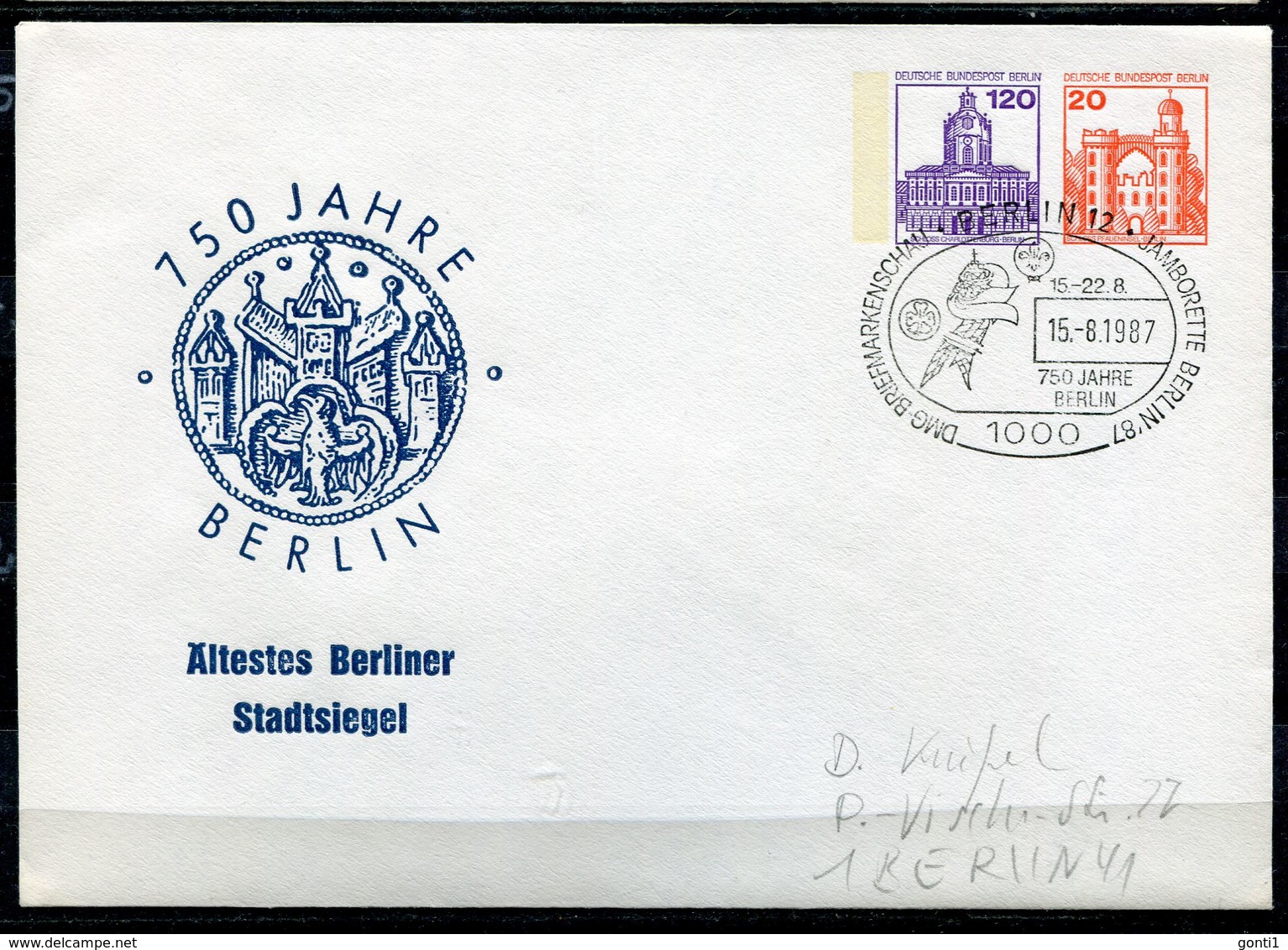 Germany Berlin 1987 Privatganzsache STADTSIEGEL BERLIN.Nr.PU ?? Mit SST"Berlin 12 Berlin-Jamborette Berlin  "1GS Used - Briefe U. Dokumente