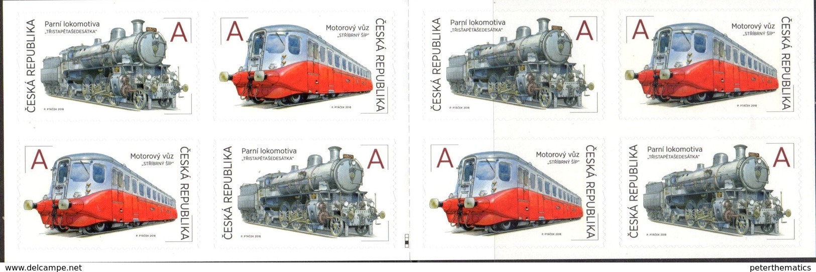 CZECH REPUBLIC, 2018, MNH, TRAINS, TRAMS, BOOKLET OF 8v - Trains