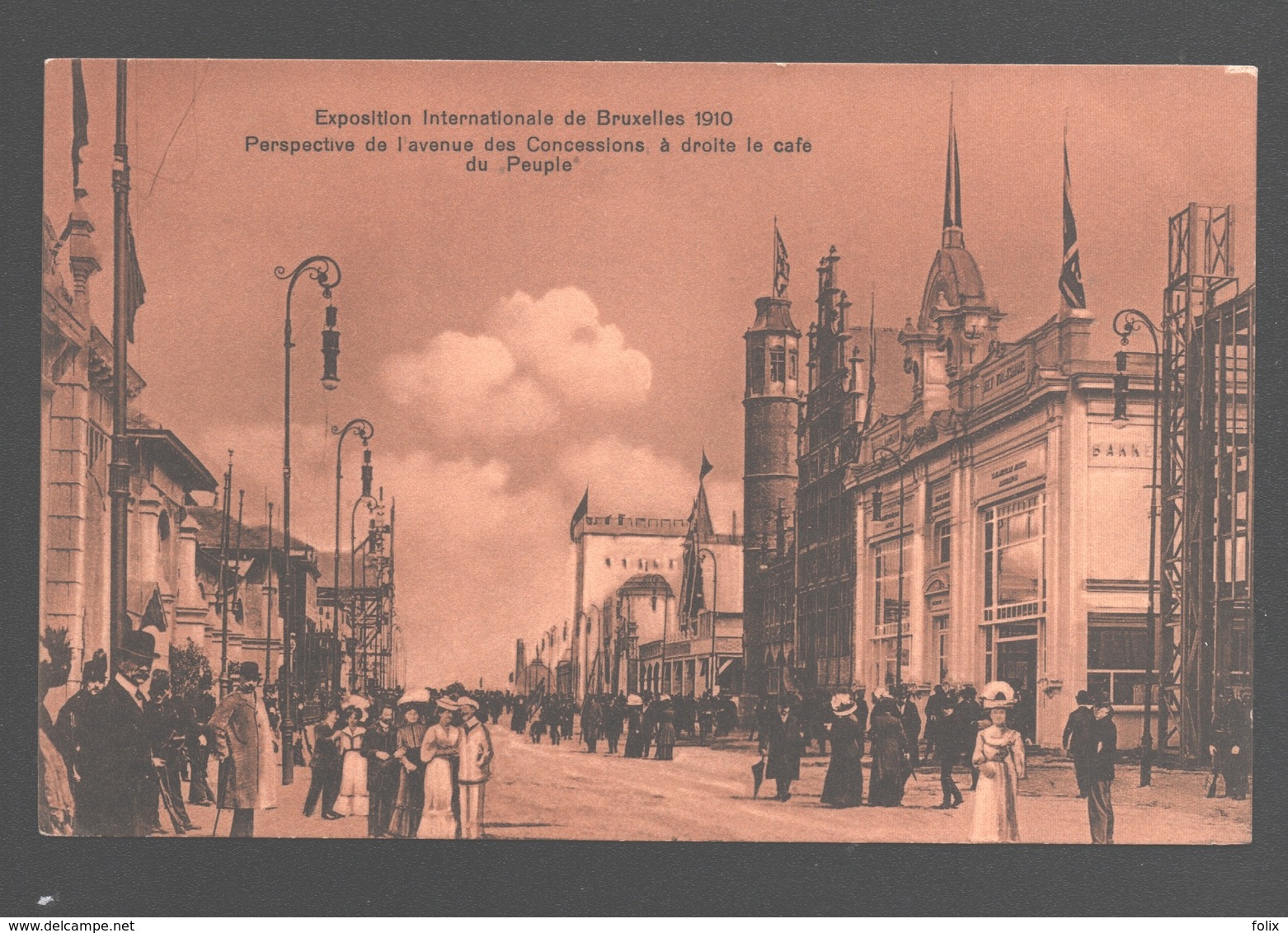 Brussel / Bruxelles - Exp. Internationale 1910 - Perspective De L'Avenue Des Concessions, à Droite Le Café Du Peuple - Wereldtentoonstellingen