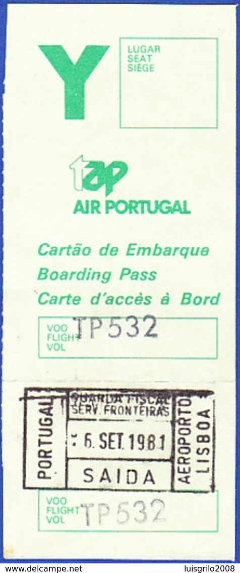 Boarding Pass, 1981 - TAP Air Portugal / Aeroporto De Lisboa - Europa