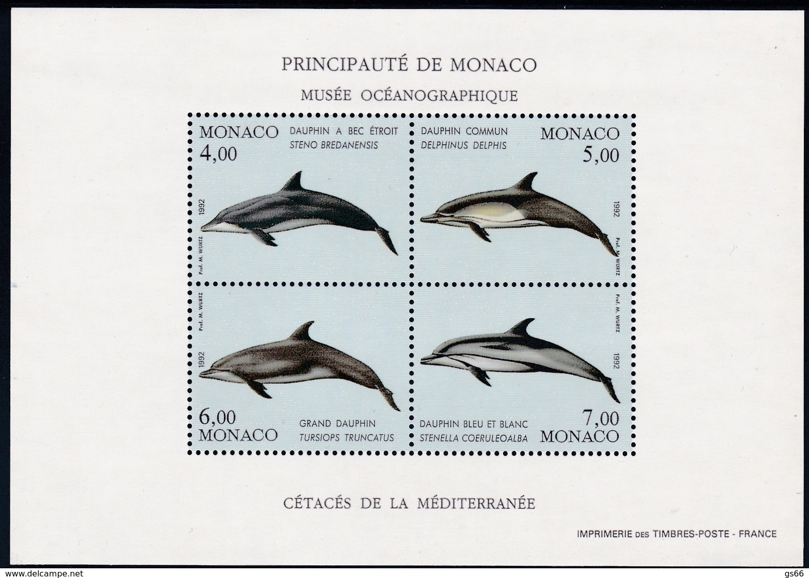 1992, Monaco, 2058/61 Block 54, Wale (I). MNH ** - Blocs