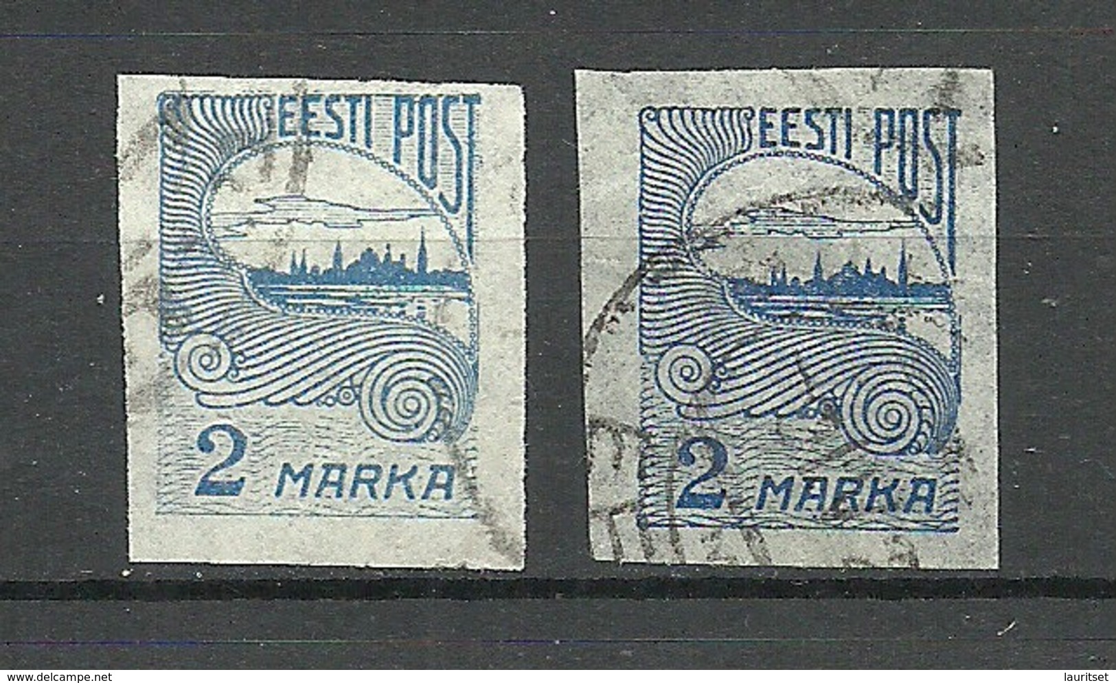 Estland Estonia 1921 Michel 17 C: 1 (thicker Paper) Variety Abart + Normal Stamp O - Estonia