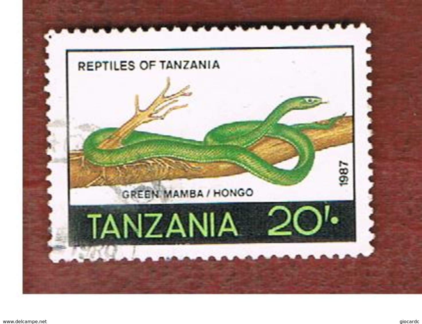 TANZANIA  -  SG 530  -    1987 REPTILES: GREEN MAMBA  - USED ° - Tanzania (1964-...)