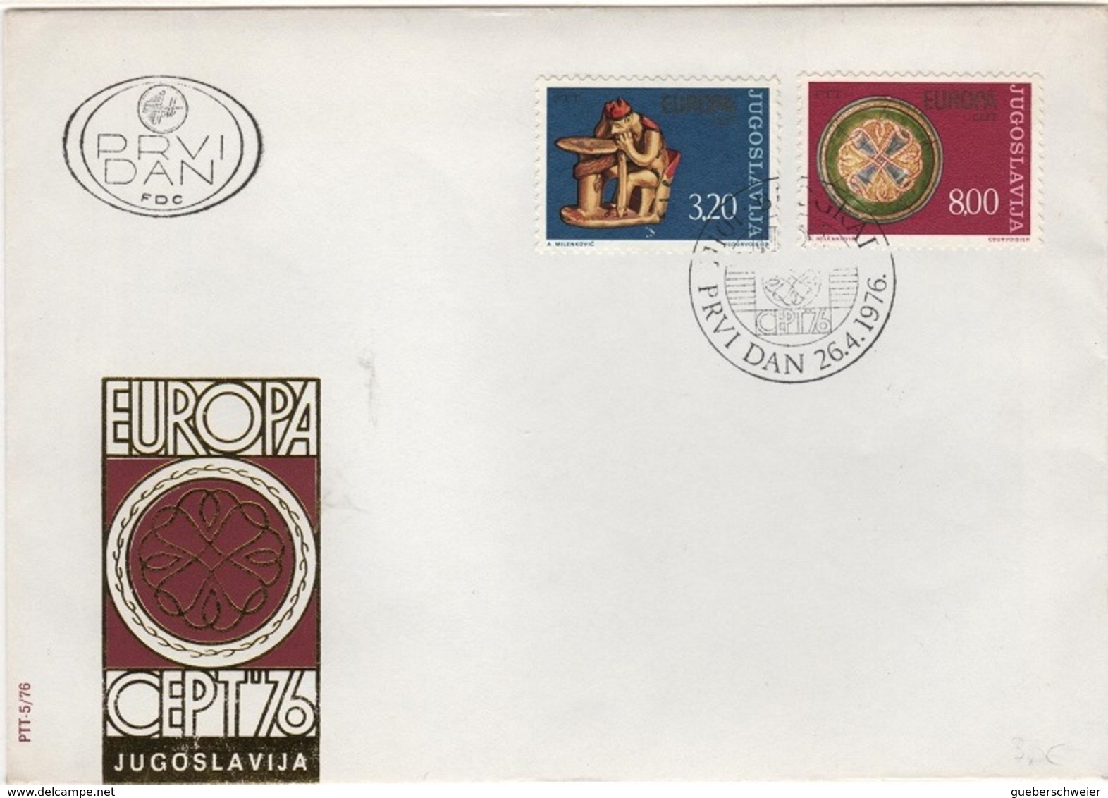 SCUL-L2 - YOUGOSLAVIE FDC EUROPA 1976 - FDC