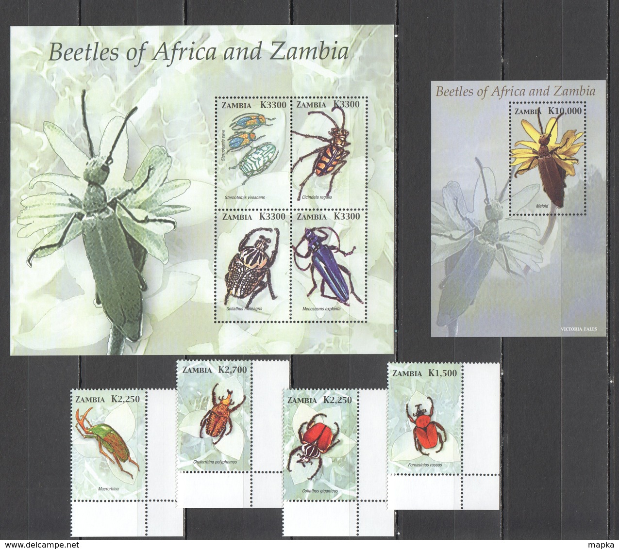 X1028 2005 ZAMBIA BEETLES OF AFRICA #1499-06 MICHEL 15,9 EURO KB+BL+SET MNH - Altri & Non Classificati