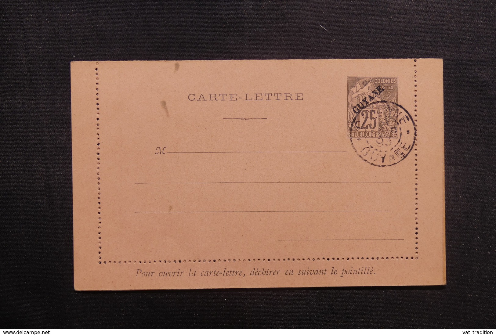 GUYANE - Entier Postal ( Carte Lettre ) Type Alphée Dubois Surchargé, Oblitération De Cayenne En 1893 - L 41026 - Lettres & Documents