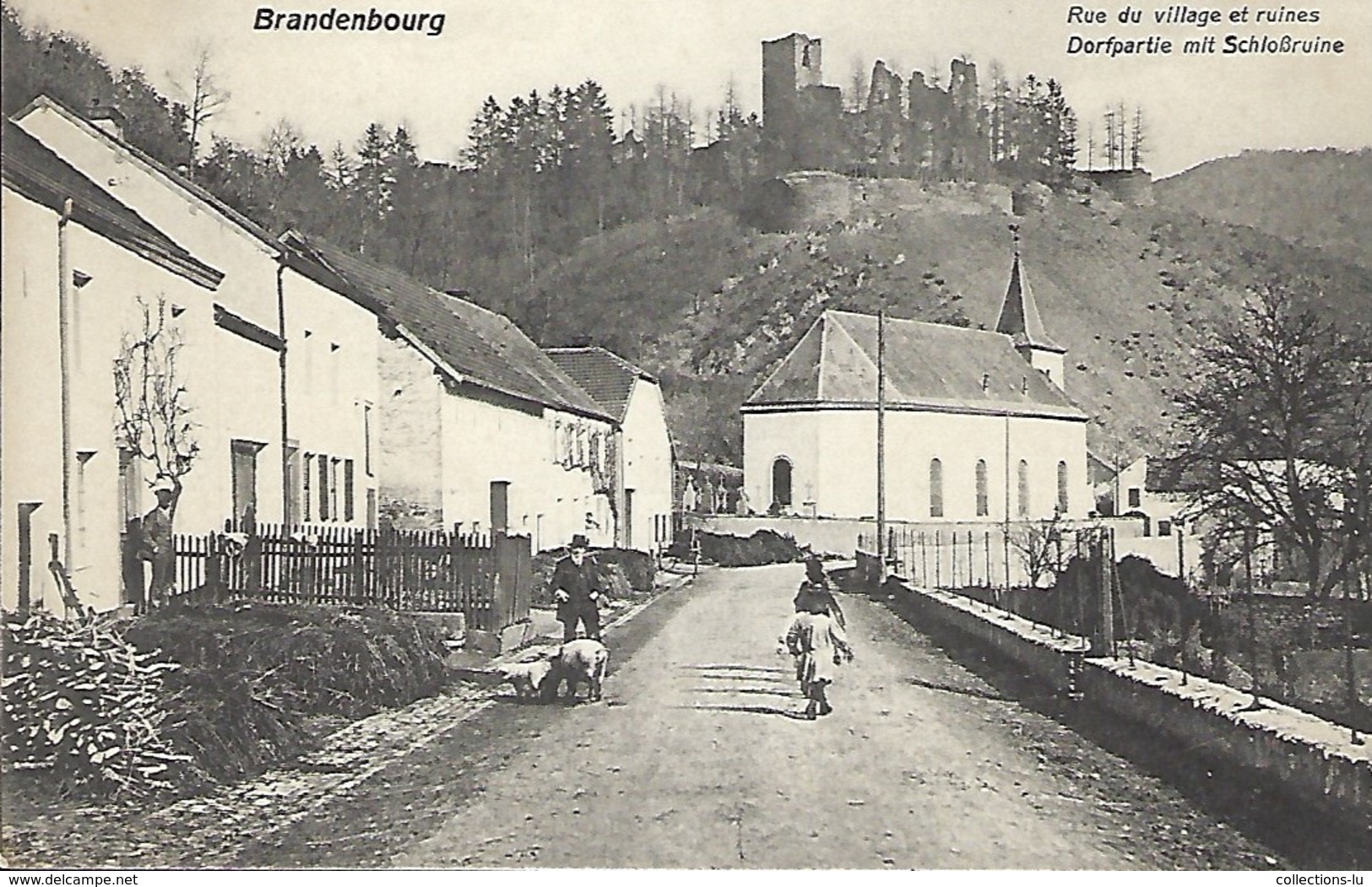 BRANDENBOURG  -  RUE VILLAGE ET RUINES - DORFPARTIE MIT SCHLOSSRUINEN  Manufacture De Cartes  P.Houstraas,Luxembourg - Autres & Non Classés