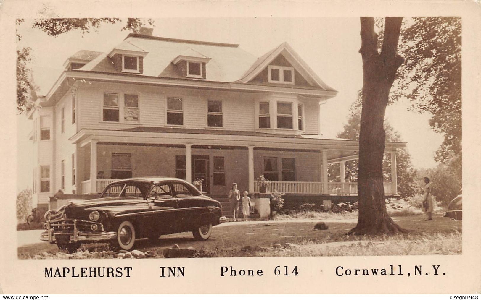 M08598 "MAPLEHURST INN - PHONE 614 - CORNWALL-N.Y."ANIMATA-AUTO '50-CART. ORIG. NON SPED. - Bar, Alberghi & Ristoranti