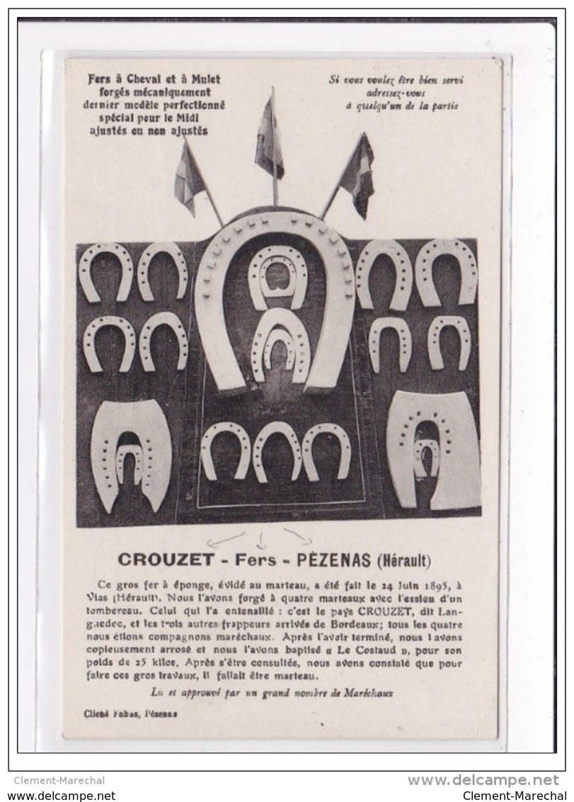 PEZENAS : Crouzet Fers A Cheval Et A Mulet Forgés Mécaniquement (quincaillerie) - Tres Bon Etat - Pezenas