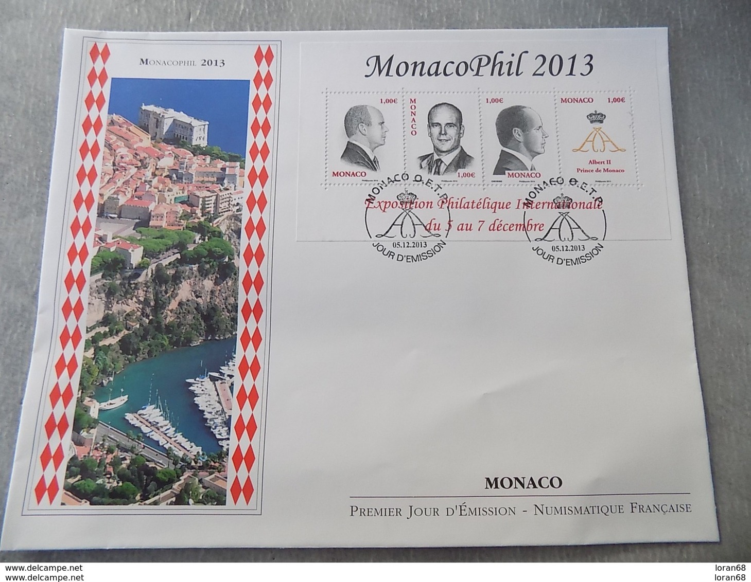 FDC Grand Format MONACO 2013 : Monacophil 2013, Prince Albert II (feuillet) - FDC