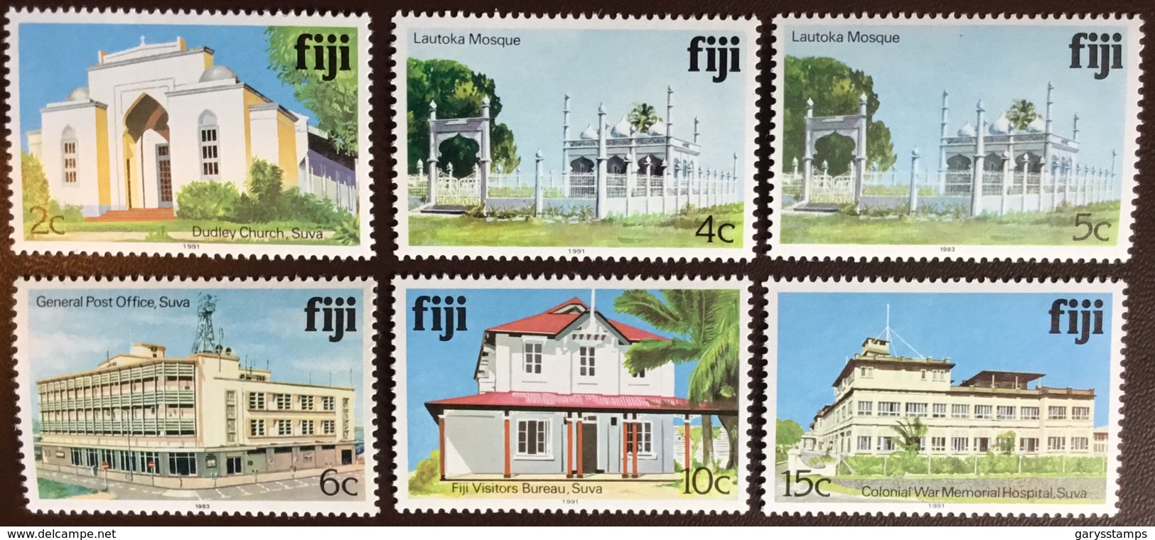 Fiji 1979 Architecture Buildings Lighthouse Set With 1983 & 1991 Imprint Date MNH - Fiji (1970-...)