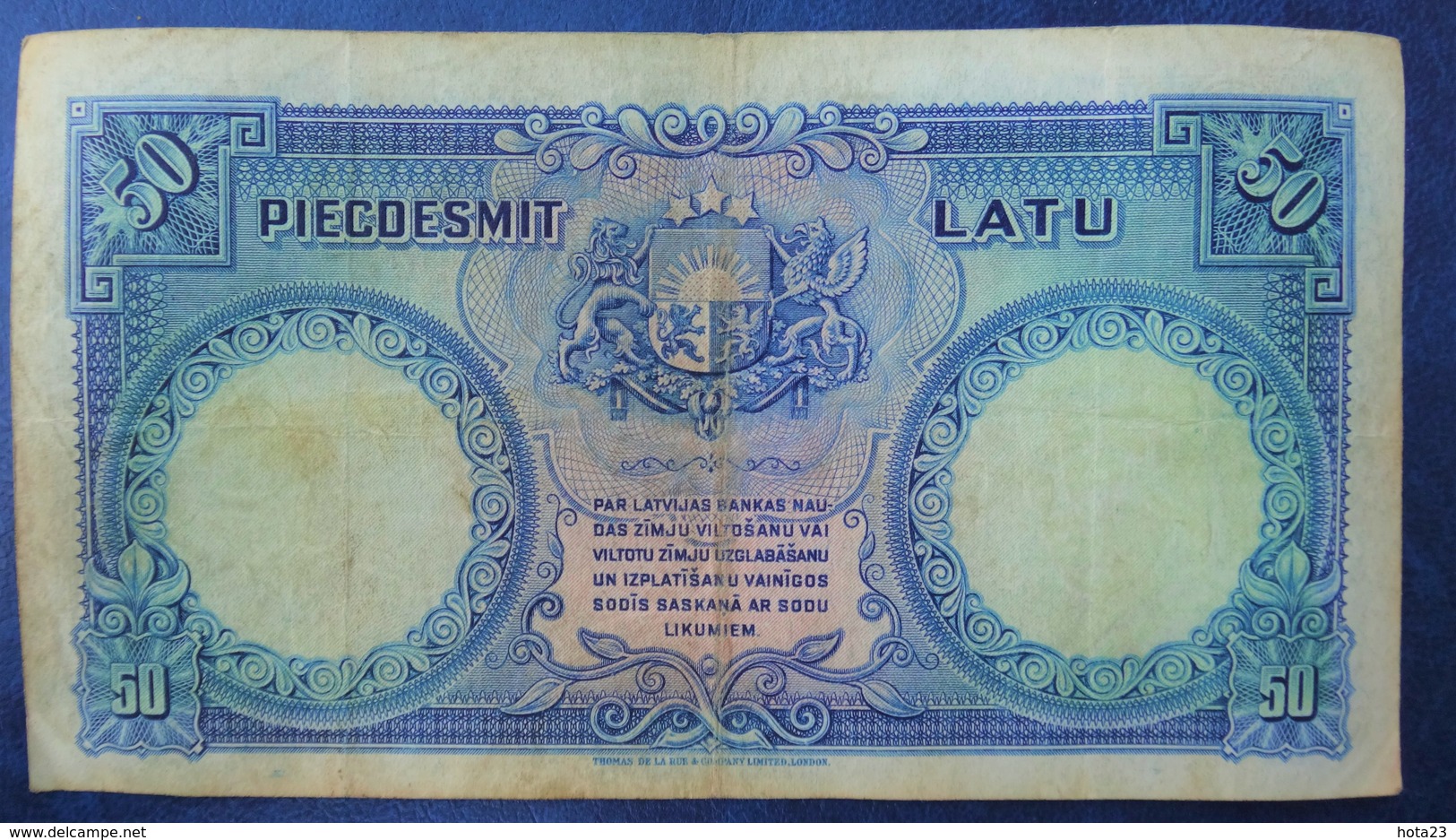 1934 LATVIA LATVIAN LETTLAND 50 LATU BANKNOTE NICE ORIGINAL VINTAGE - Letland