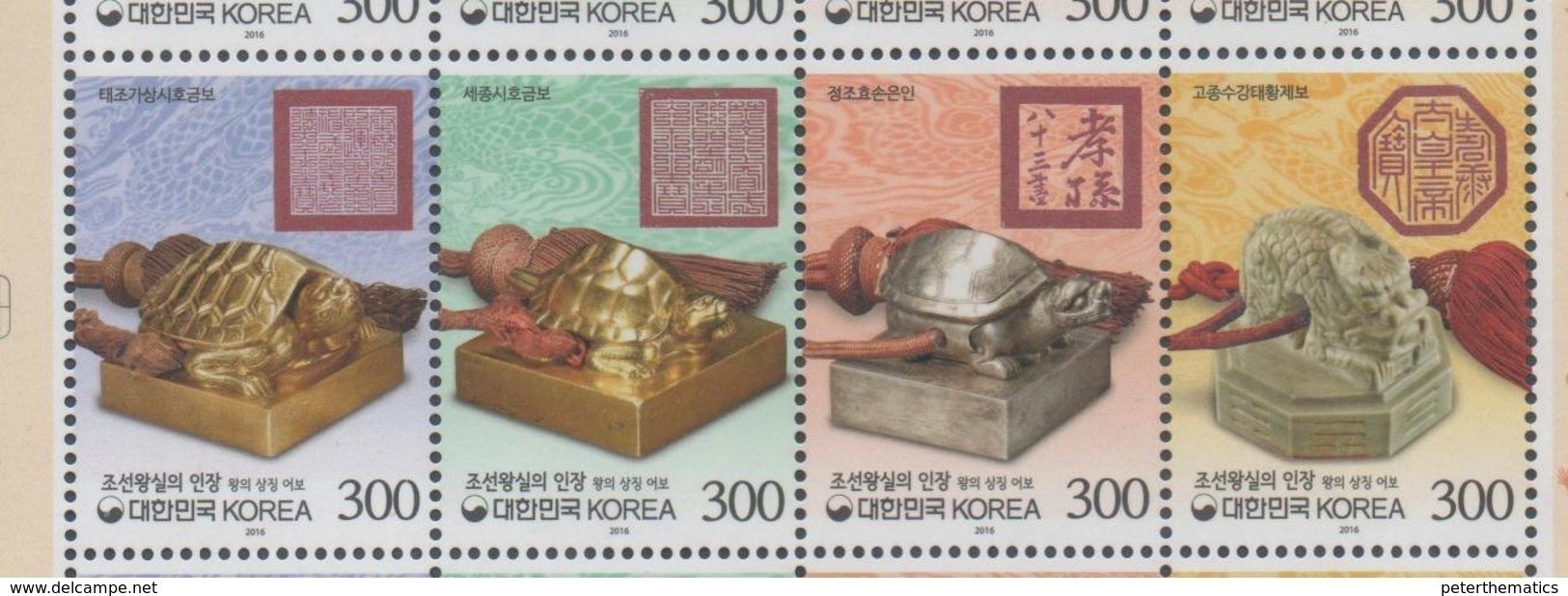 SOUTH KOREA, 2017, MNH, ART, SEALS OF JOSEON DYNASTY, TURTLES, 4v - Tartarughe