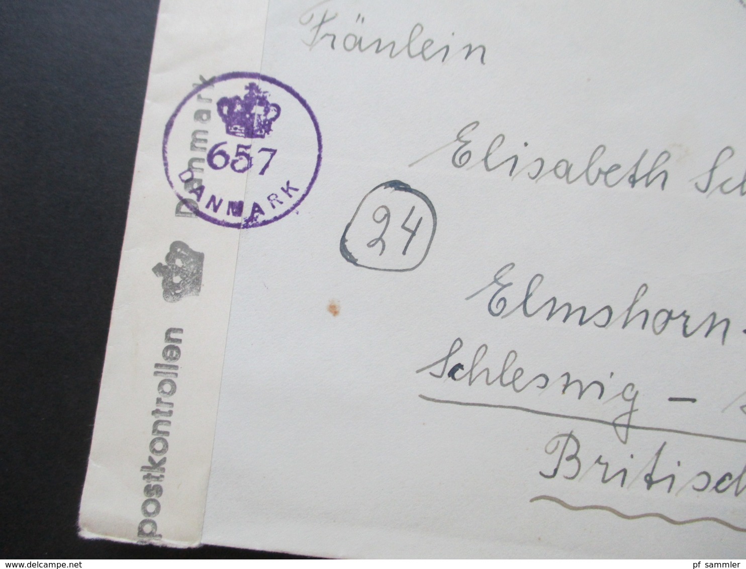 Dänemark 1946 Zensurbeleg Tondern - Elmshorn Udlandspostkontrollen Dänische Zensur 657 Danmark - Cartas & Documentos