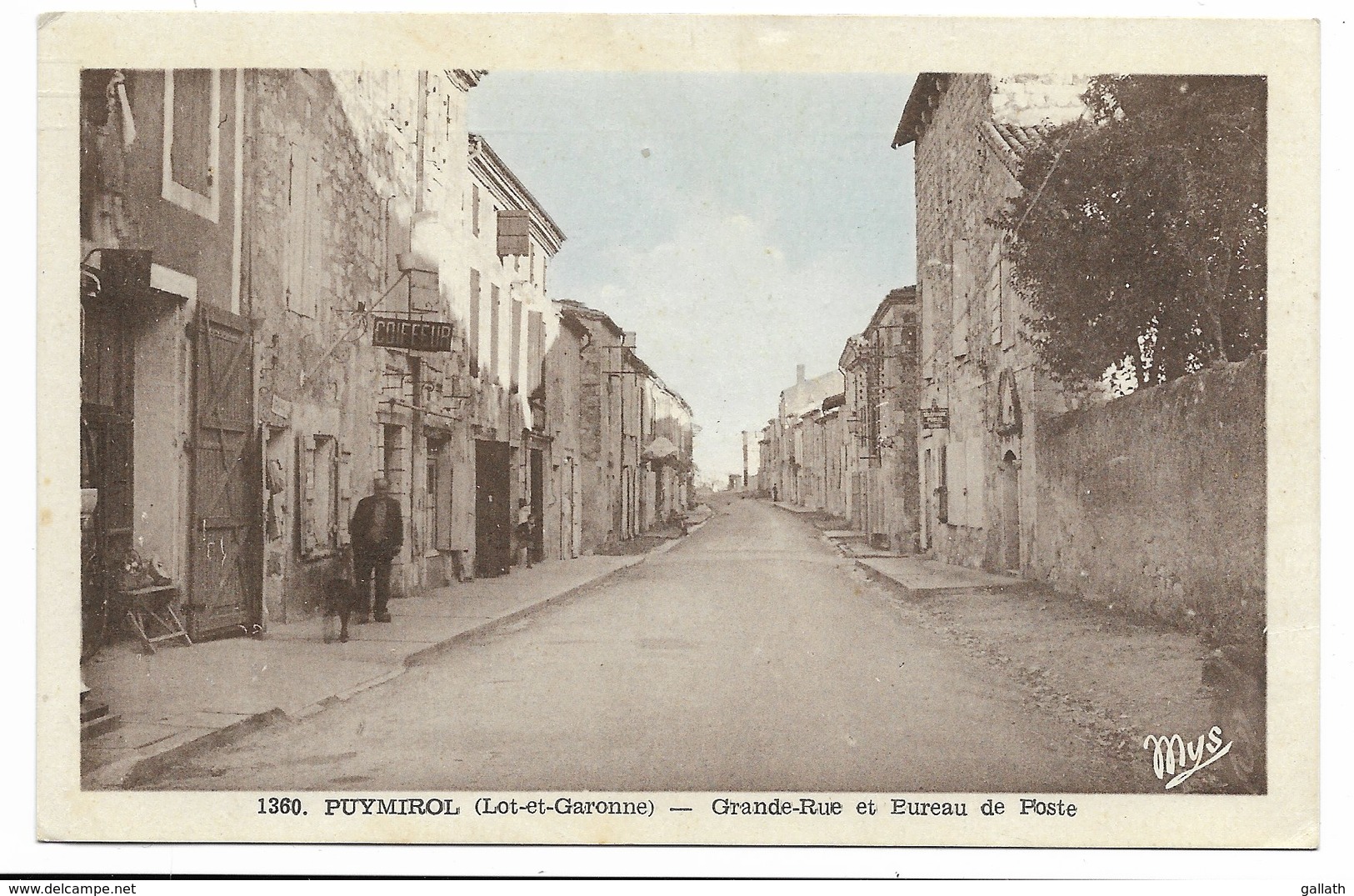 47-PUYMIROL-Grande Rue Et Bureau De Poste... 1953  Animé  Coiffeur - Autres & Non Classés