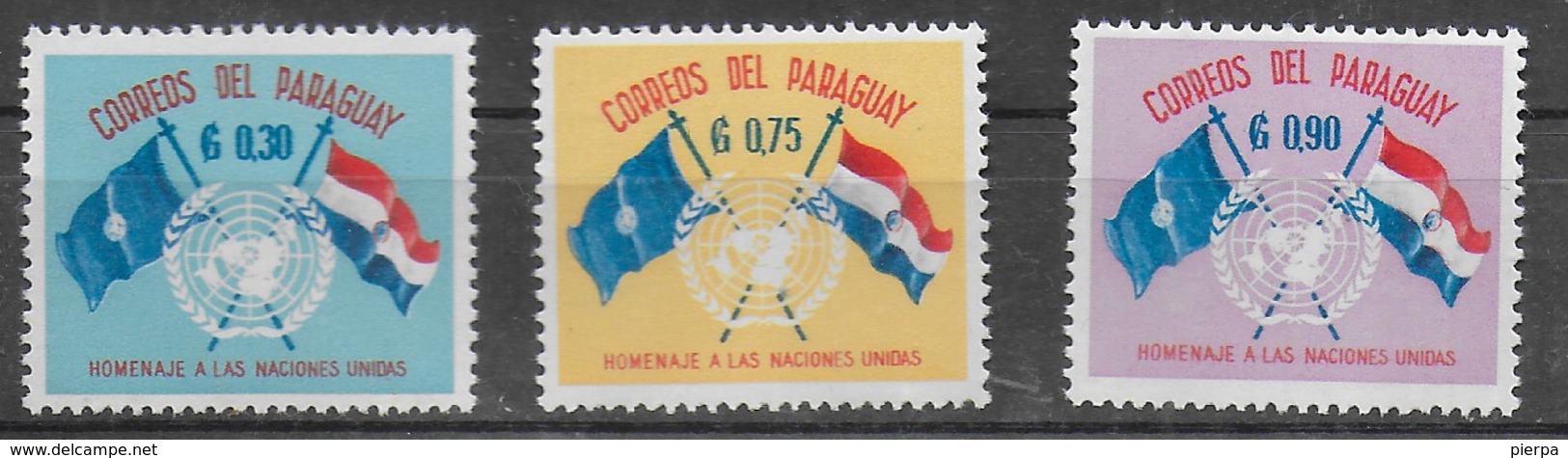 PARAGUAY - 1960- NAZIONI UNITE - SERIE CPL 3 VAL. NUOVA NH ** (YVERT 585/587 - MICHEL 864/866) - Paraguay