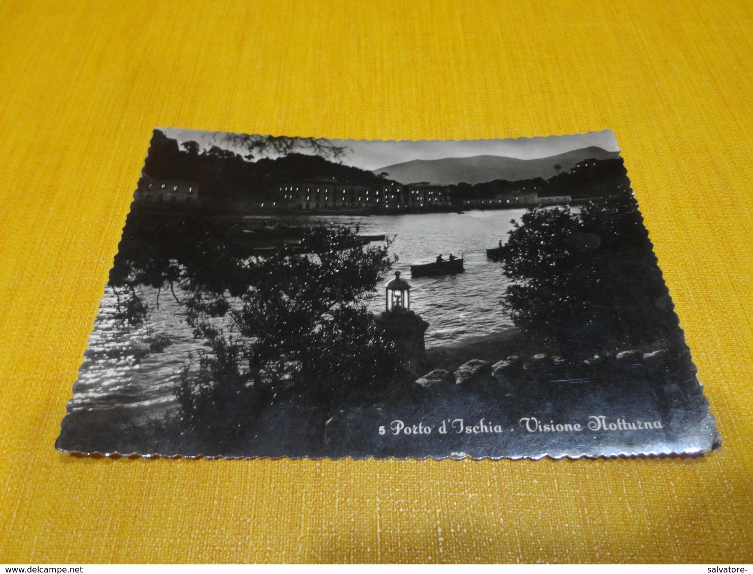 CARTOLINA PORTO D'ISCHIA-VISIONE NOTTURNA-VIAGG.1954 - Napoli