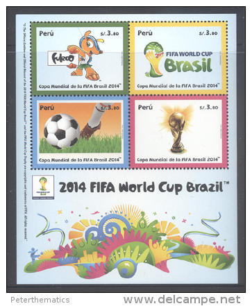 PERU, 2014 , MNH, BRAZIL WORLD CUP, SOCCER, S/SHEET - 2014 – Brazil