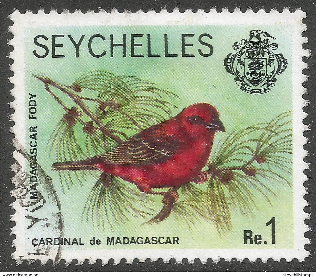 Seychelles. 1977 Marine Life. 1r Used. No Date Imprint SG 412A - Seychelles (1976-...)