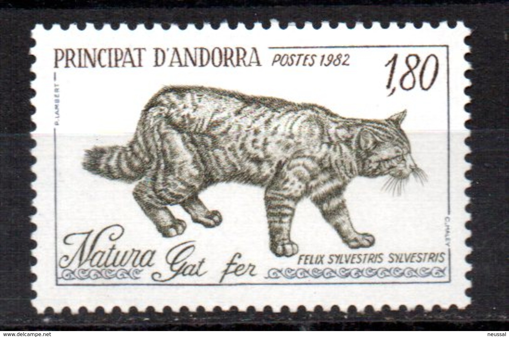 Sello  Nº 306  (catalogo Yvert) Andorra Francesa - Felinos