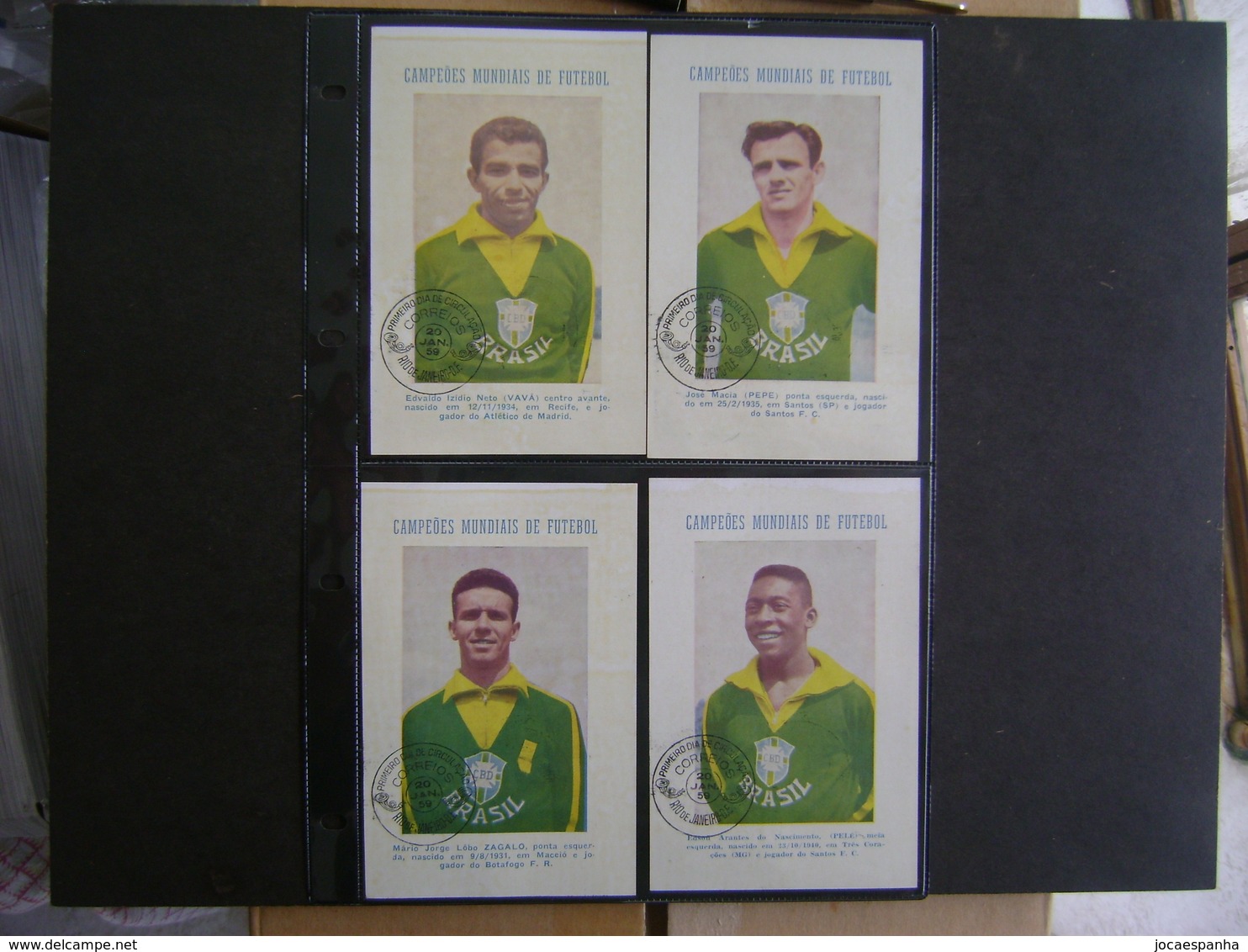 BRAZIL - RARE 22 POSTCARDS MORE ENVELOPE OF 1958 WORLD SOCCER CHAMPION SELECTION IN THE STATE