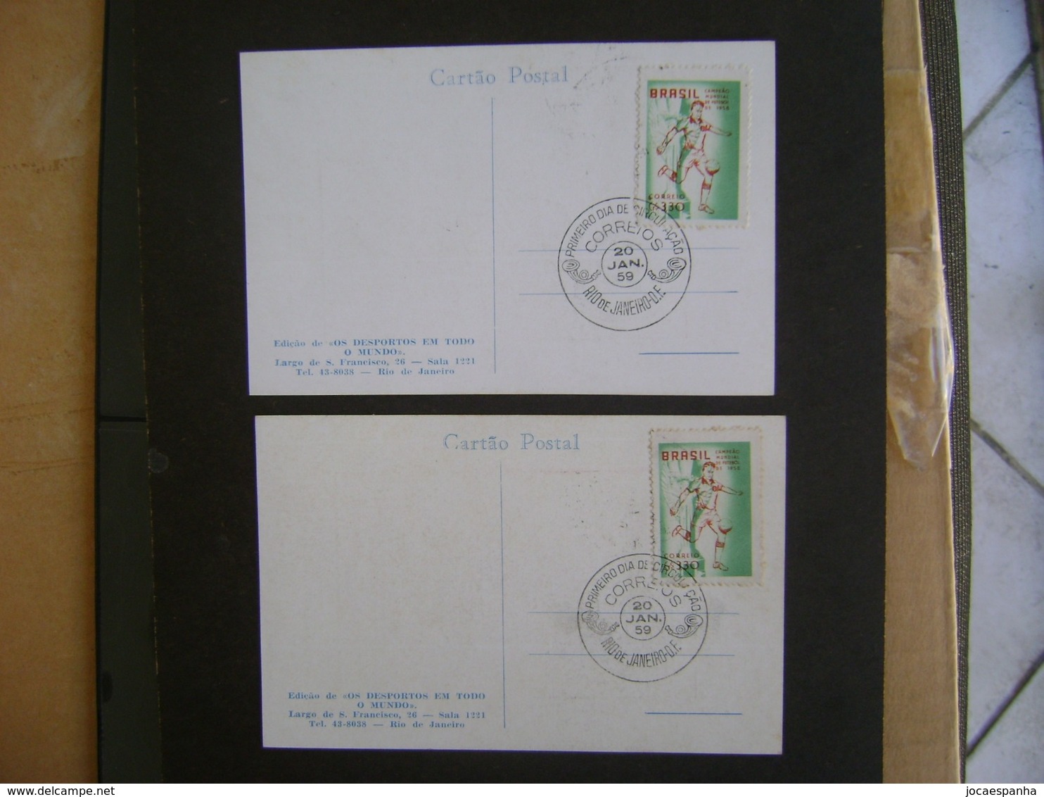 BRAZIL - RARE 22 POSTCARDS MORE ENVELOPE OF 1958 WORLD SOCCER CHAMPION SELECTION IN THE STATE