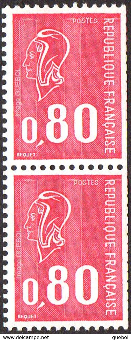 France Marianne De Béquet N° 1816 Bp ** Le 80c Rouge En Paire - Taille Douce - 3 Bandes Phosphore Gomme Tropicale - 1971-1976 Maríanne De Béquet