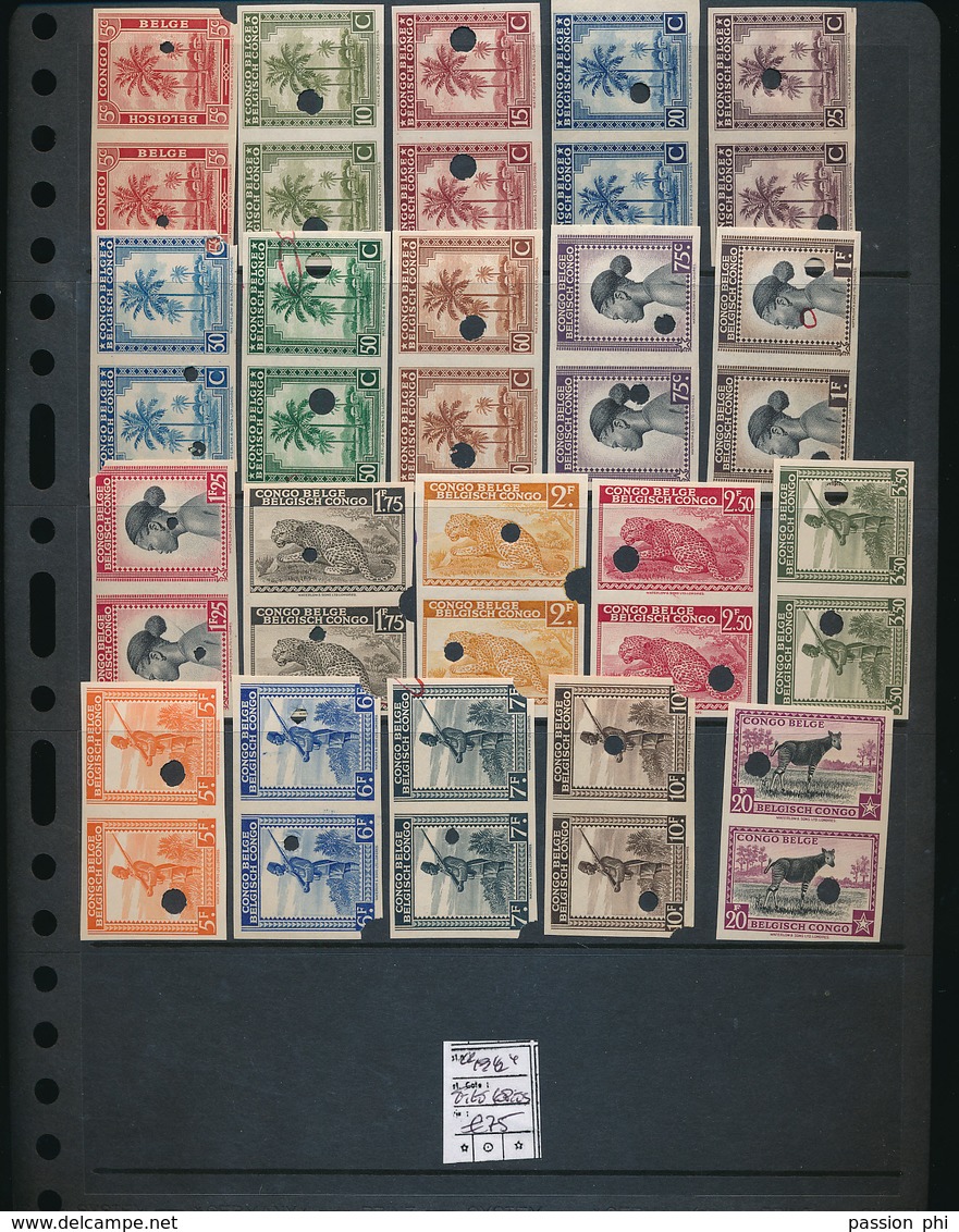 BELGIAN CONGO 1942 ISSUE  FILE COPIES SHORT SET WITHOUT THE 50F AND 100 F X2 - Nuovi