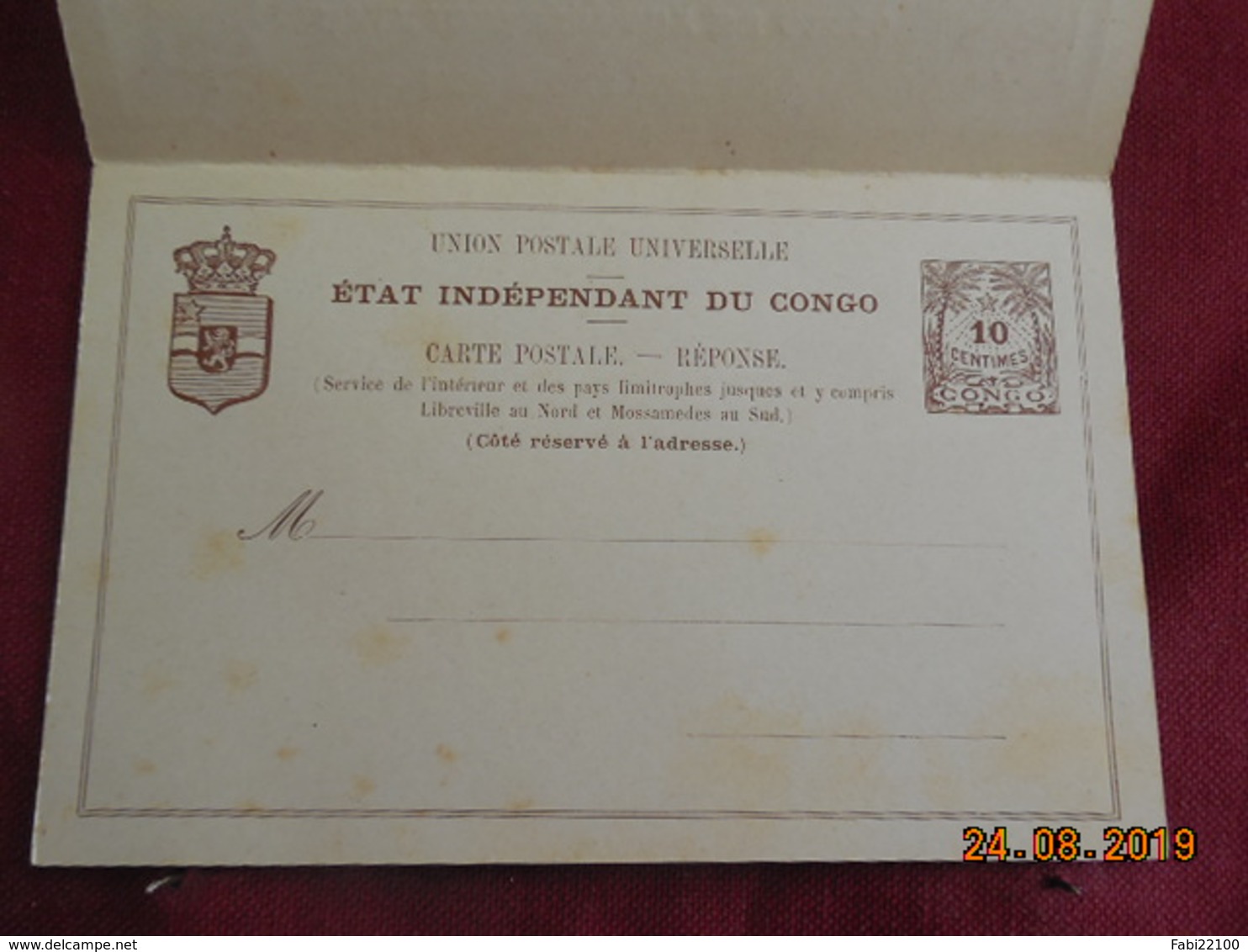 Entier Postal Du Congo Belge Avec Reponse Payé - 1884-1894