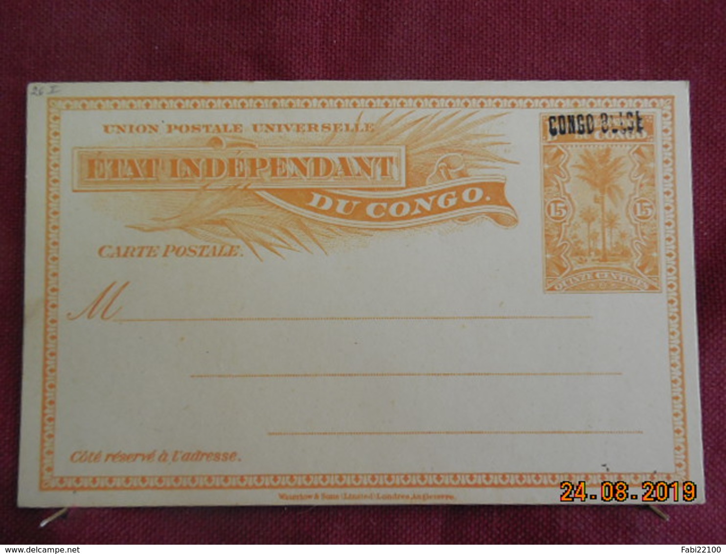 Entier Postal Du Congo Belge Surchargé - Brieven En Documenten