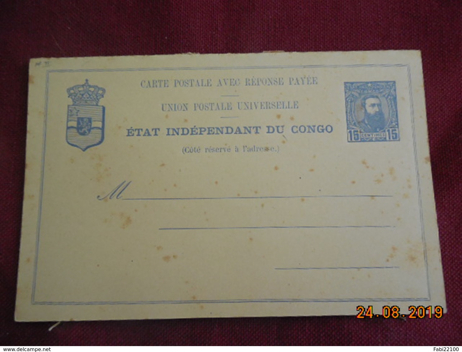 Entier Postal Du Congo Belge Avec Reponse Payée - 1884-1894